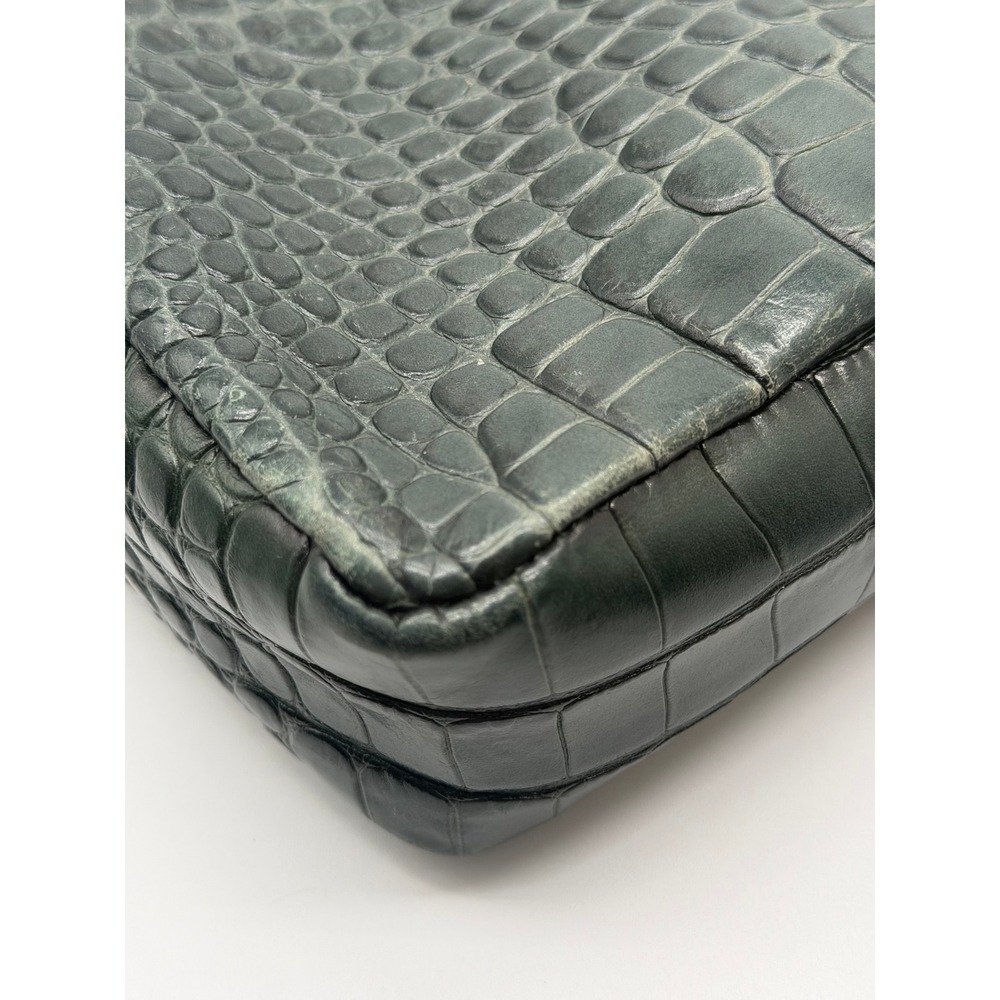 Clare V Midi Sac Croc Embossed Leather Handbag Women OS Green Crossbody Bag - Picture 12 of 12